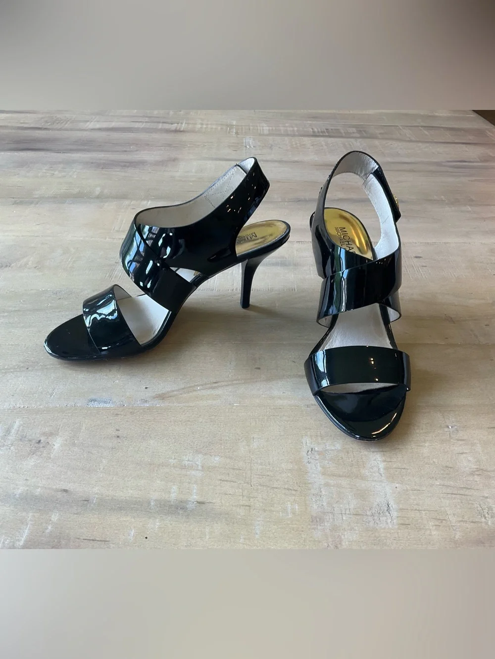 Michael Kors Womens Joselle Open Toe Pump Black Patent Size 8M